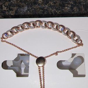 1/4 CT. T.W. Diamond Interlocking Curb Link Bolo Bracelet in 10K Rose Gold - 9.5